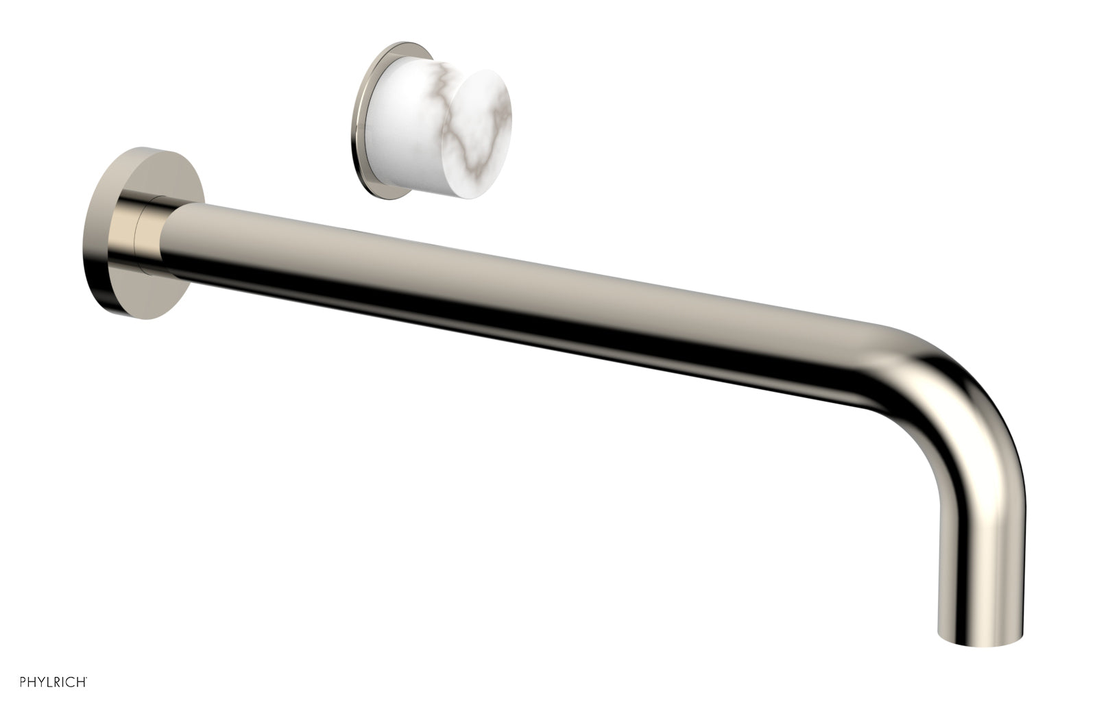 Basic II 12" Single Handle Wall Lavatory Set - White Marble Handle 230-17-12