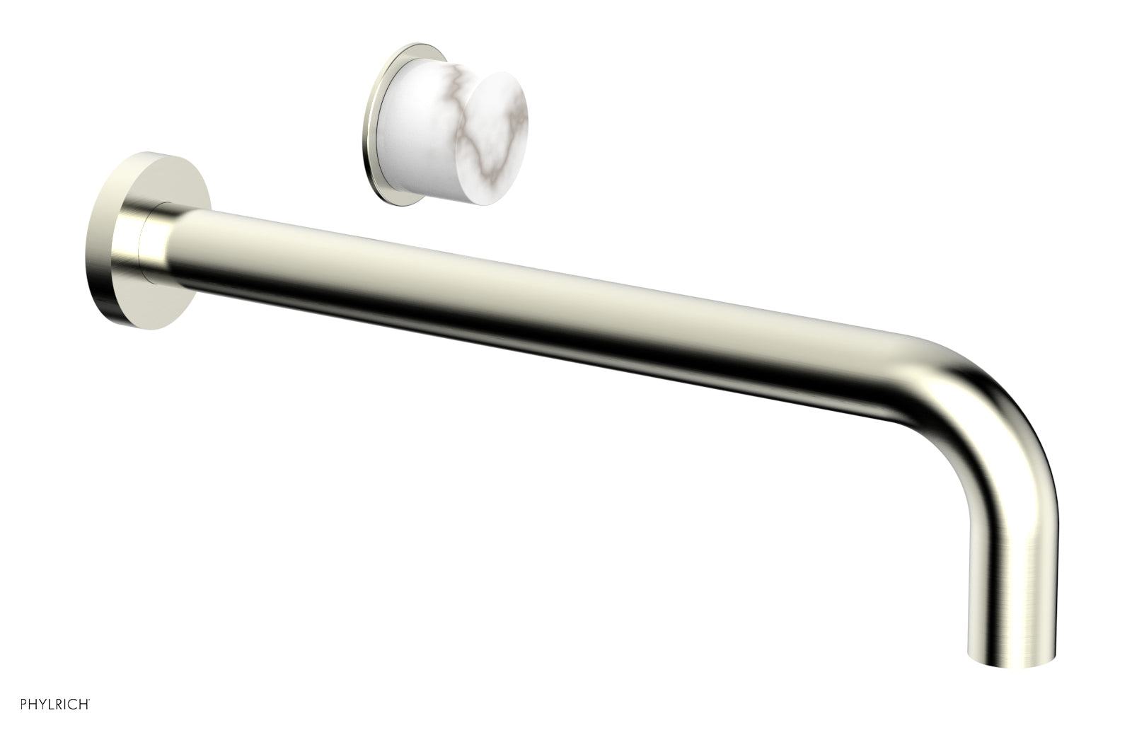 Basic II 12" Single Handle Wall Lavatory Set - White Marble Handle 230-17-12