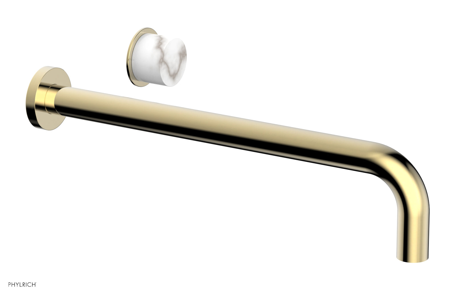 Basic II 14" Single Handle Wall Lavatory Set - White Marble Handle 230-17-14