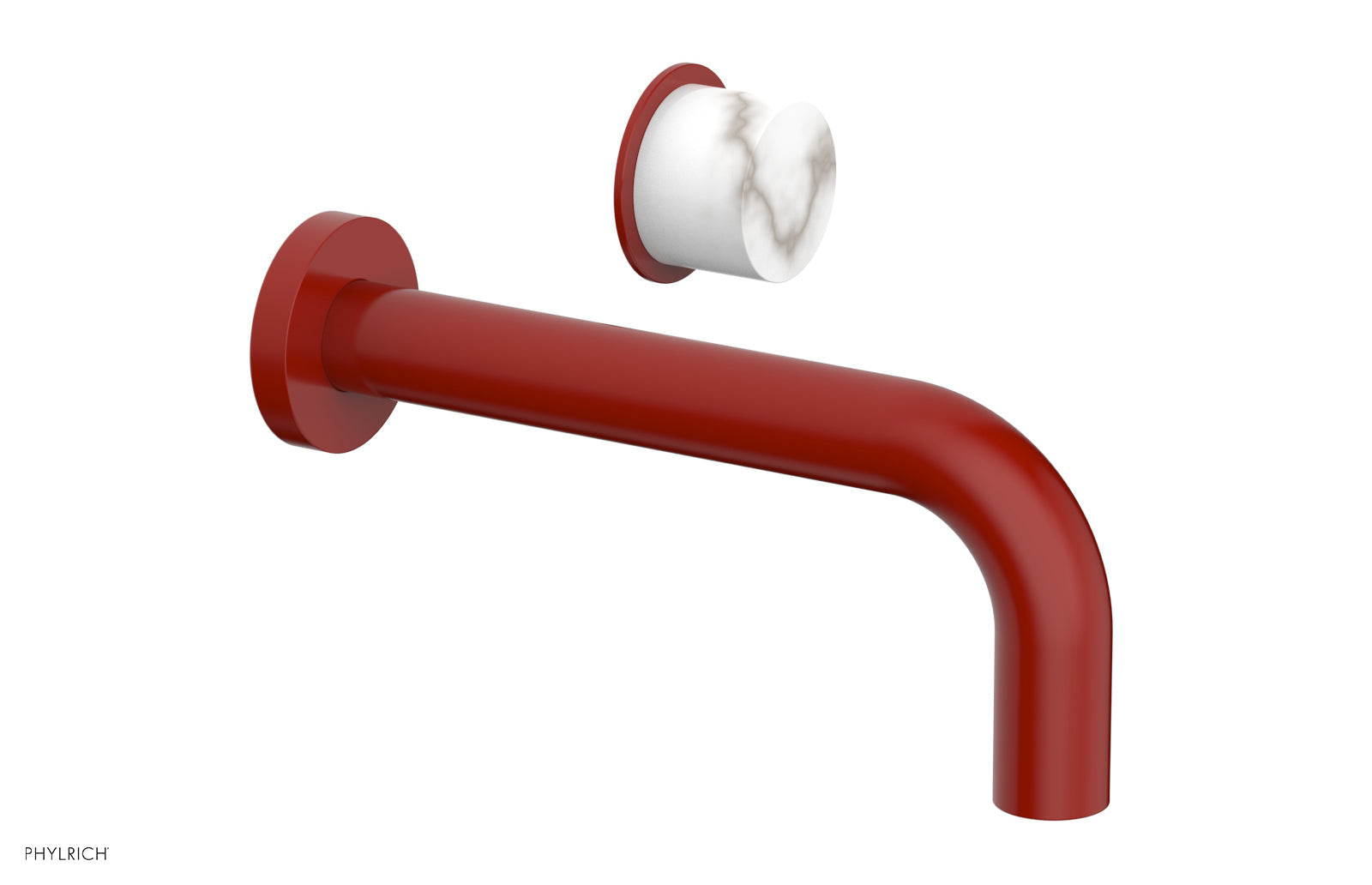 Basic II Single Handle Wall Lavatory Set - White Marble Handle 230-17