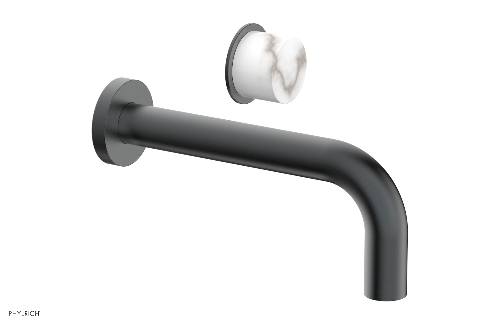 Basic II Single Handle Wall Lavatory Set - White Marble Handle 230-17