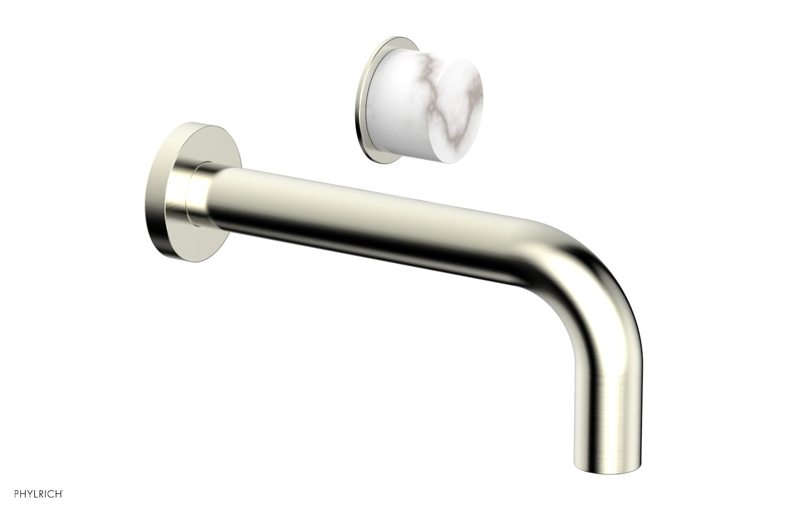 Basic II Single Handle Wall Lavatory Set - White Marble Handle 230-17