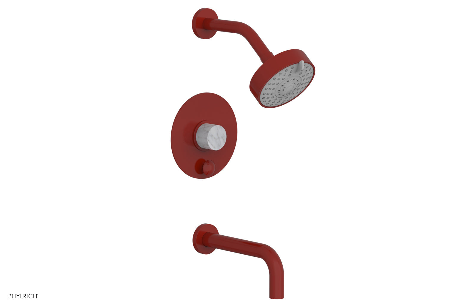 BASIC II Pressure Balance Tub and Shower Set - White Marble 230-28