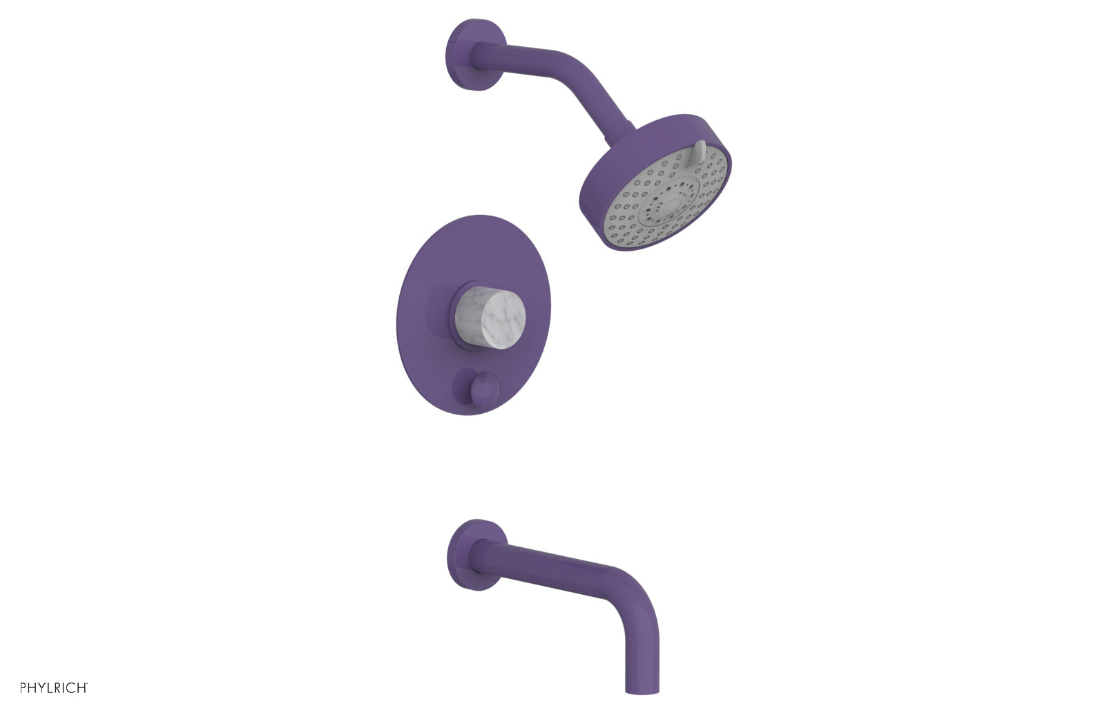 BASIC II Pressure Balance Tub and Shower Set - White Marble 230-28