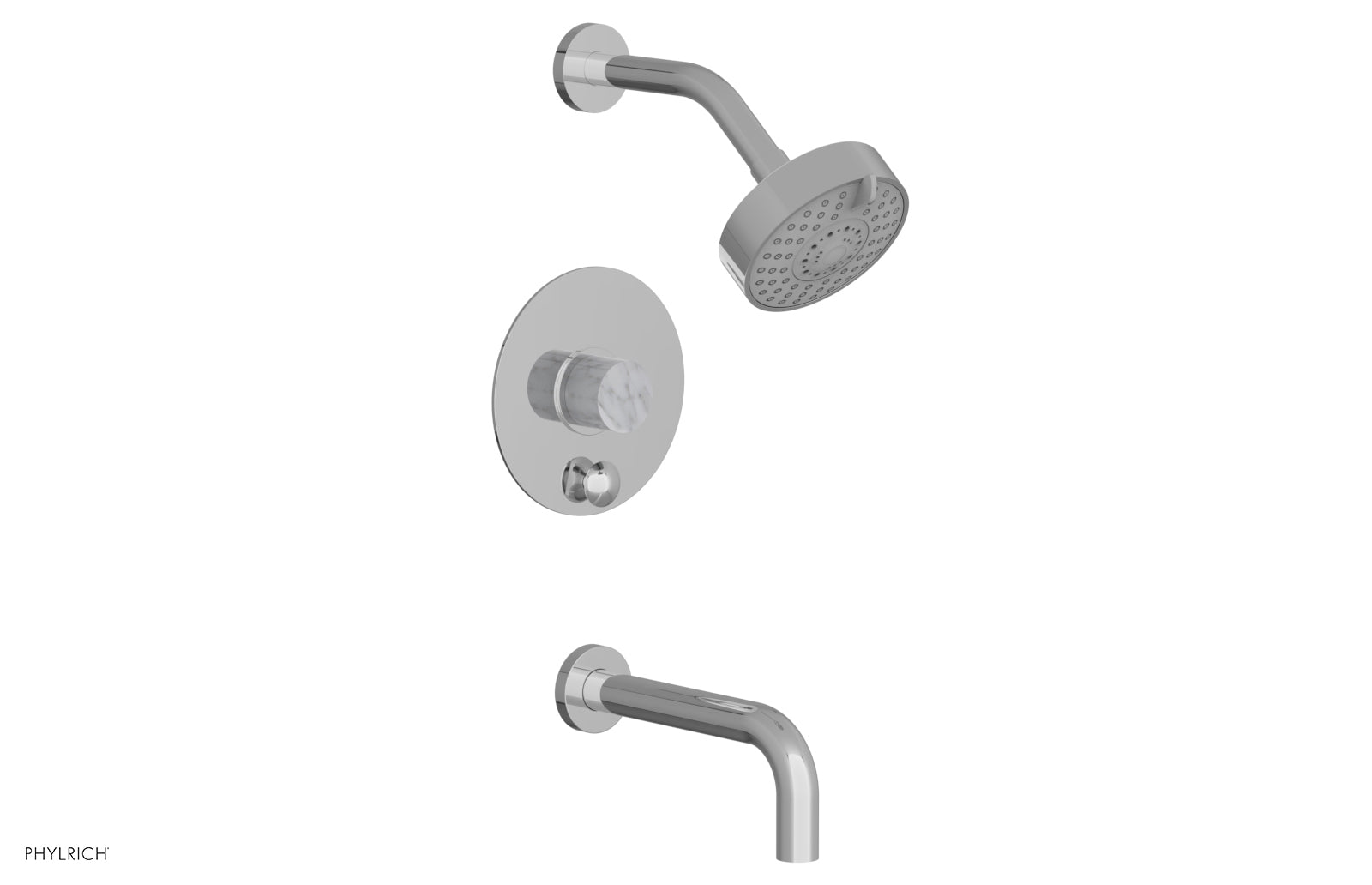 BASIC II Pressure Balance Tub and Shower Set - White Marble 230-28