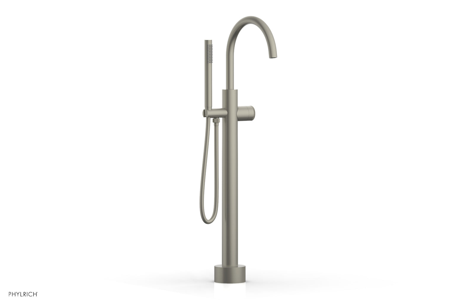 BASIC II Low Floor Mount Tub Filler - Knurled Handle with Hand Shower  230-44-03