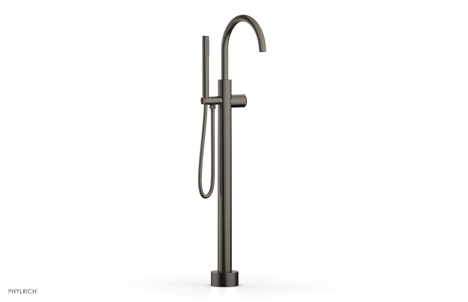 BASIC II Tall Floor Mount Tub Filler - Knurled Handle with Hand Shower  230-44-01