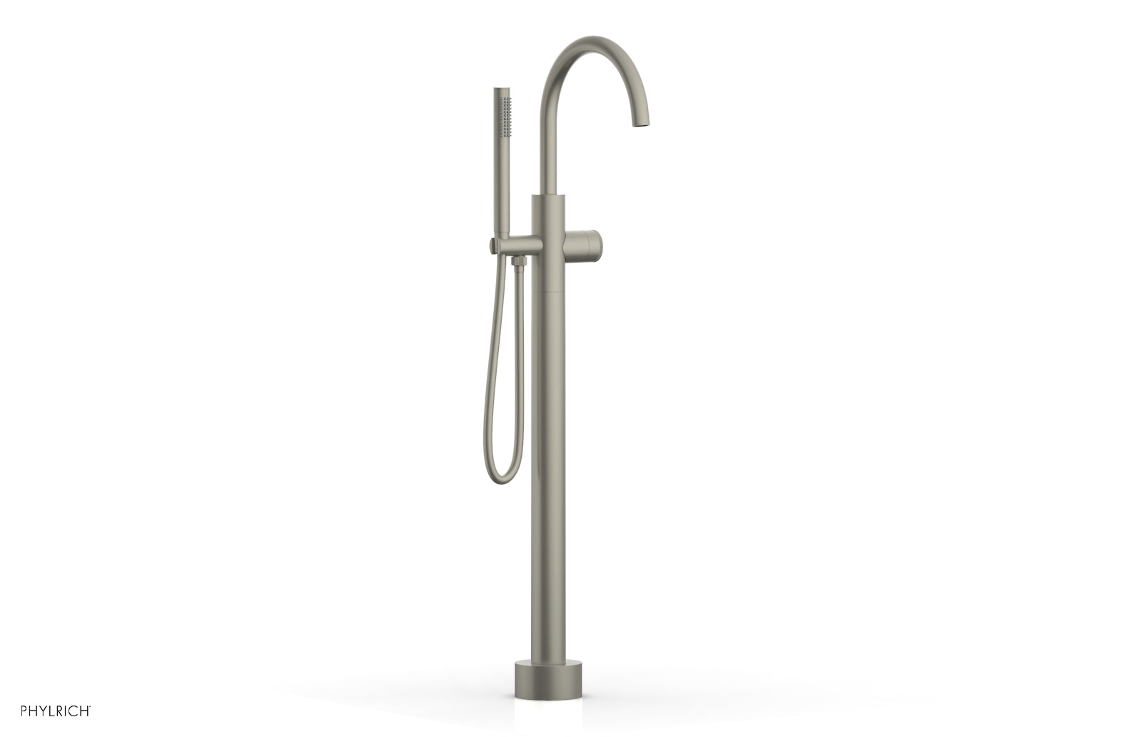 BASIC II Tall Floor Mount Tub Filler - Knurled Handle with Hand Shower  230-44-01