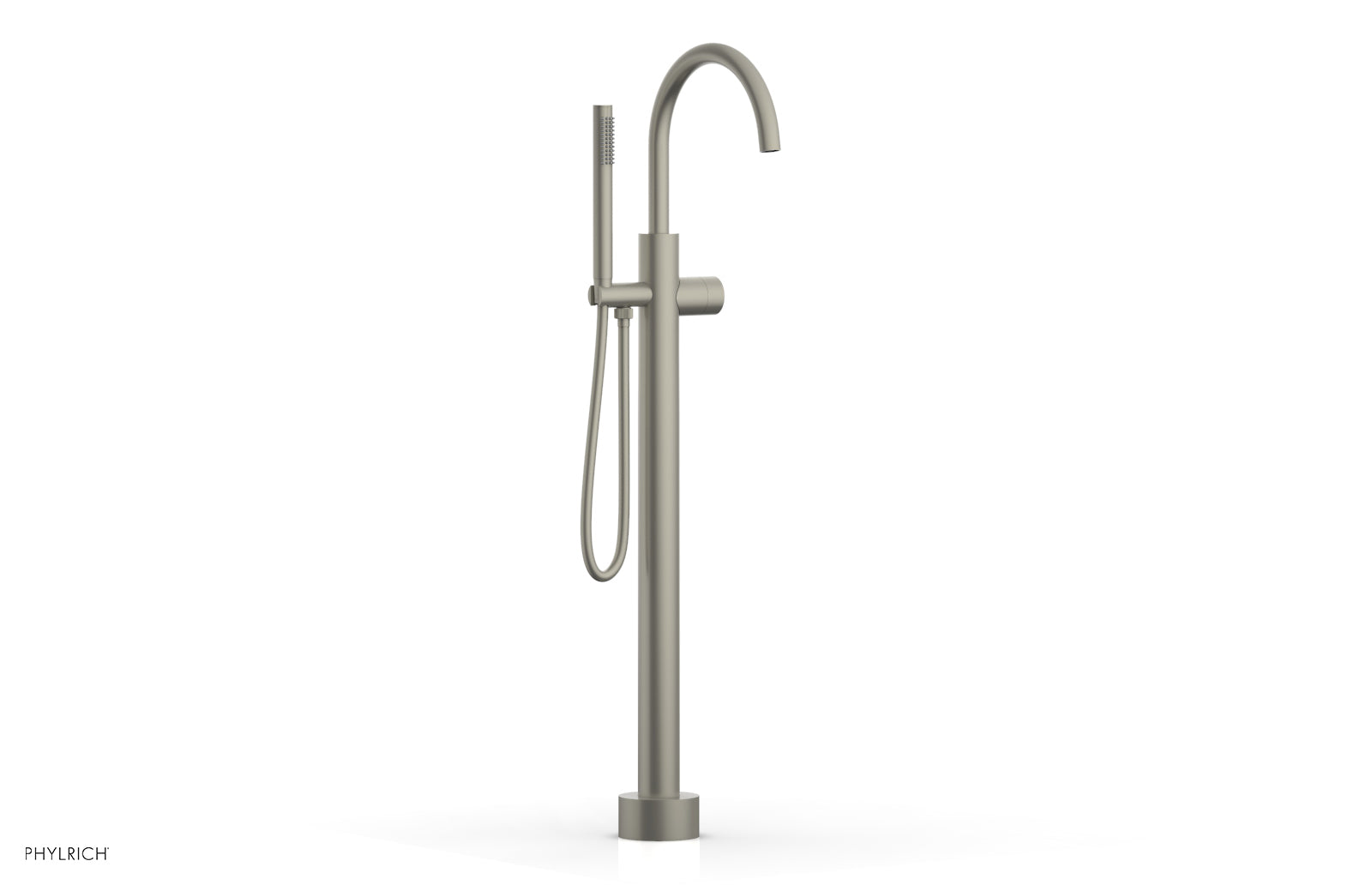 BASIC II Tall Floor Mount Tub Filler - Smooth Handle with Hand Shower  230-46-01