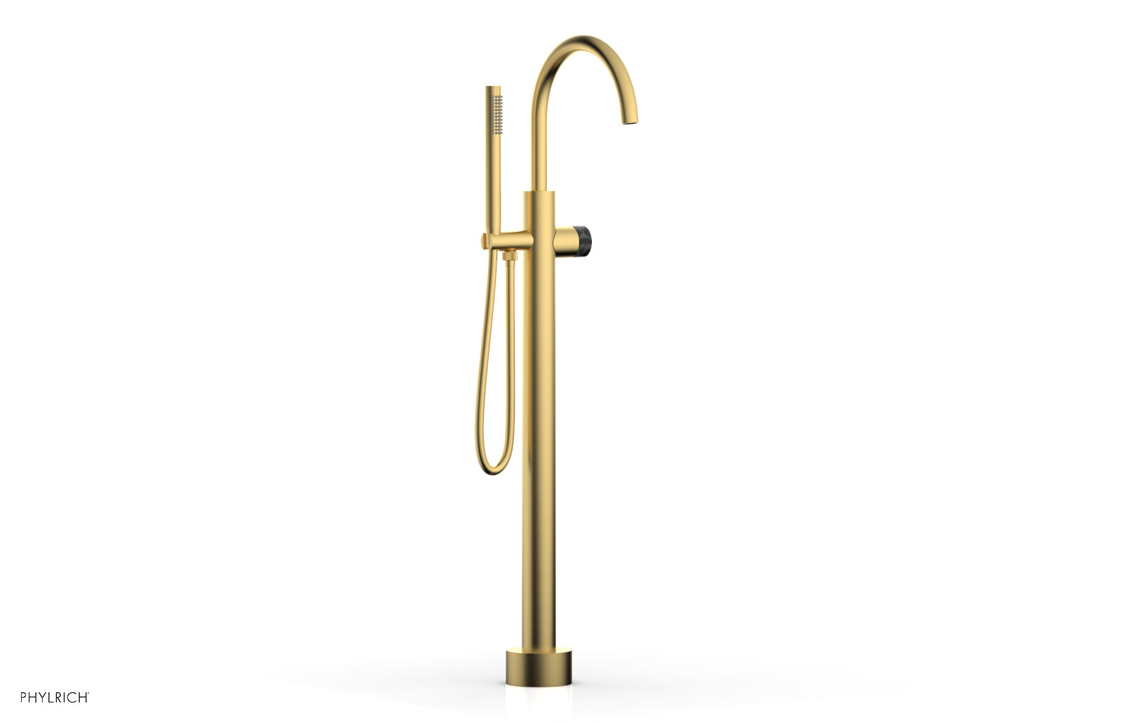 BASIC II Tall Floor Mount Tub Filler - Marble Handle with Hand Shower  230-47-01