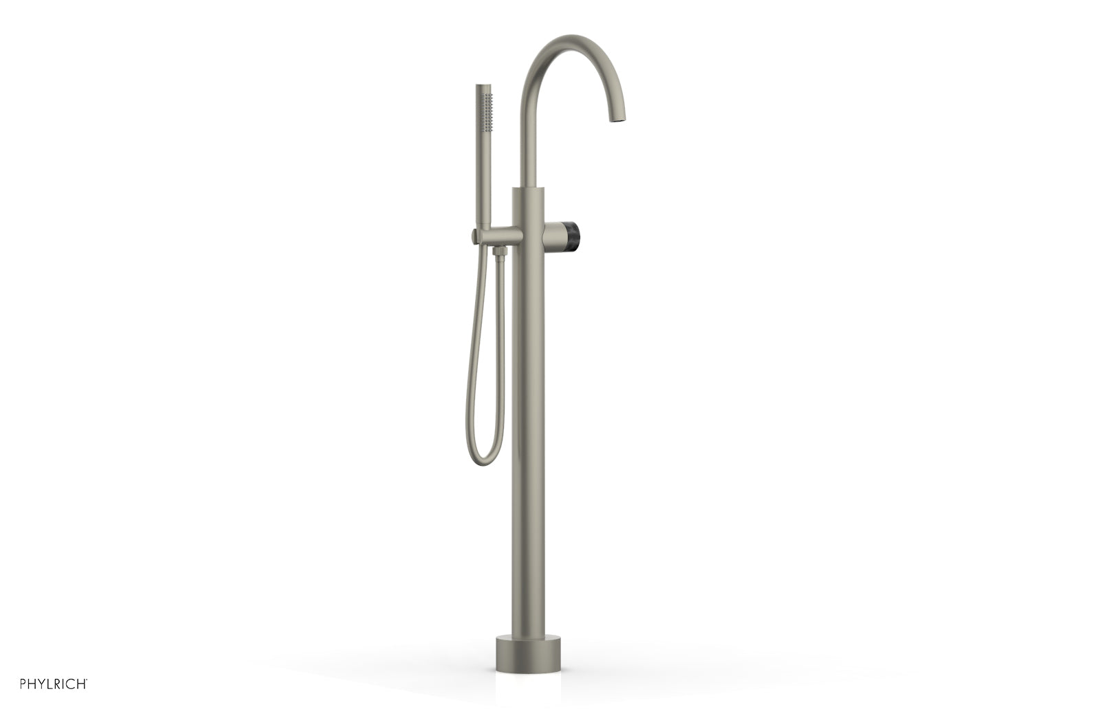 BASIC II Tall Floor Mount Tub Filler - Marble Handle with Hand Shower  230-47-01