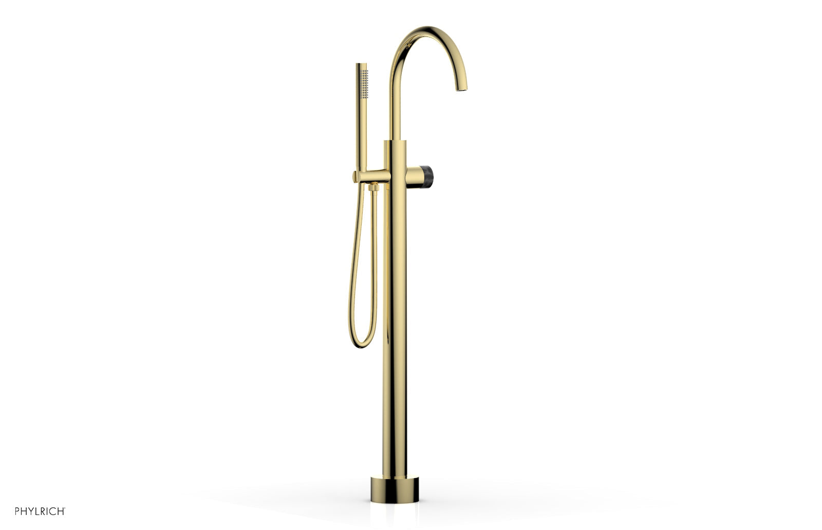 BASIC II Tall Floor Mount Tub Filler - Marble Handle with Hand Shower  230-47-01