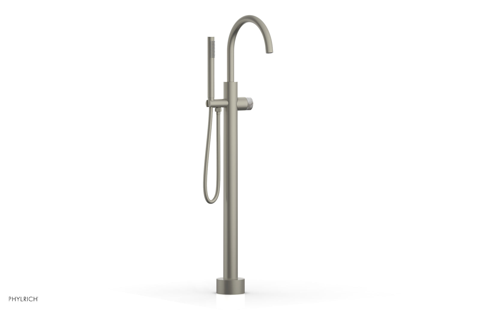 BASIC II Tall Floor Mount Tub Filler - Marble Handle with Hand Shower  230-47-01