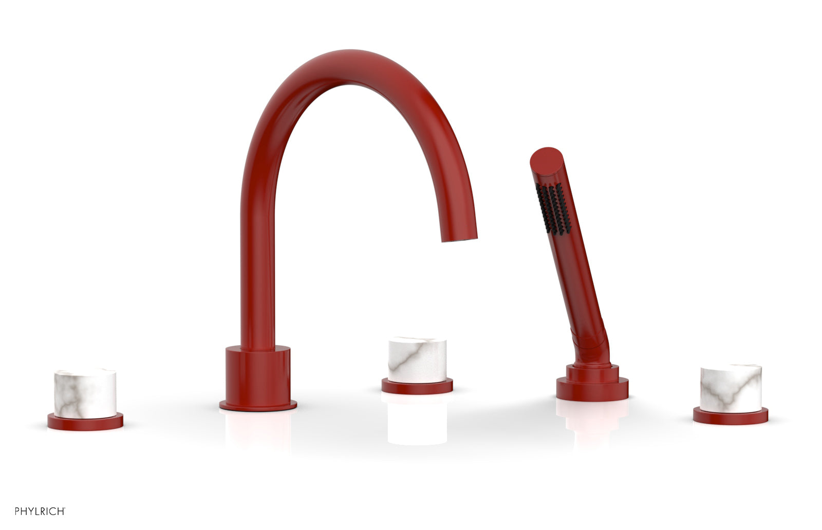 BASIC II Deck Tub Set with Hand Shower - White Marble 230-50