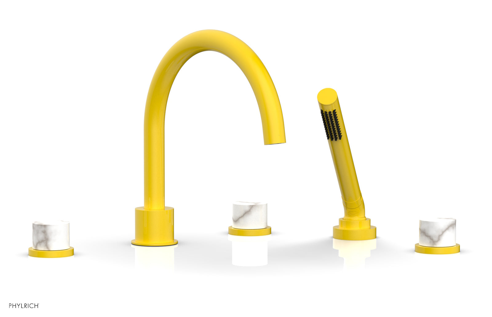 BASIC II Deck Tub Set with Hand Shower - White Marble 230-50