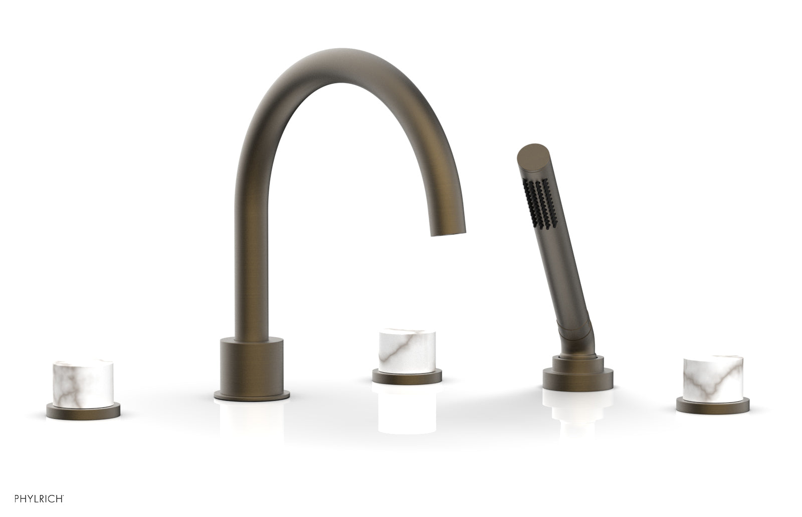 BASIC II Deck Tub Set with Hand Shower - White Marble 230-50