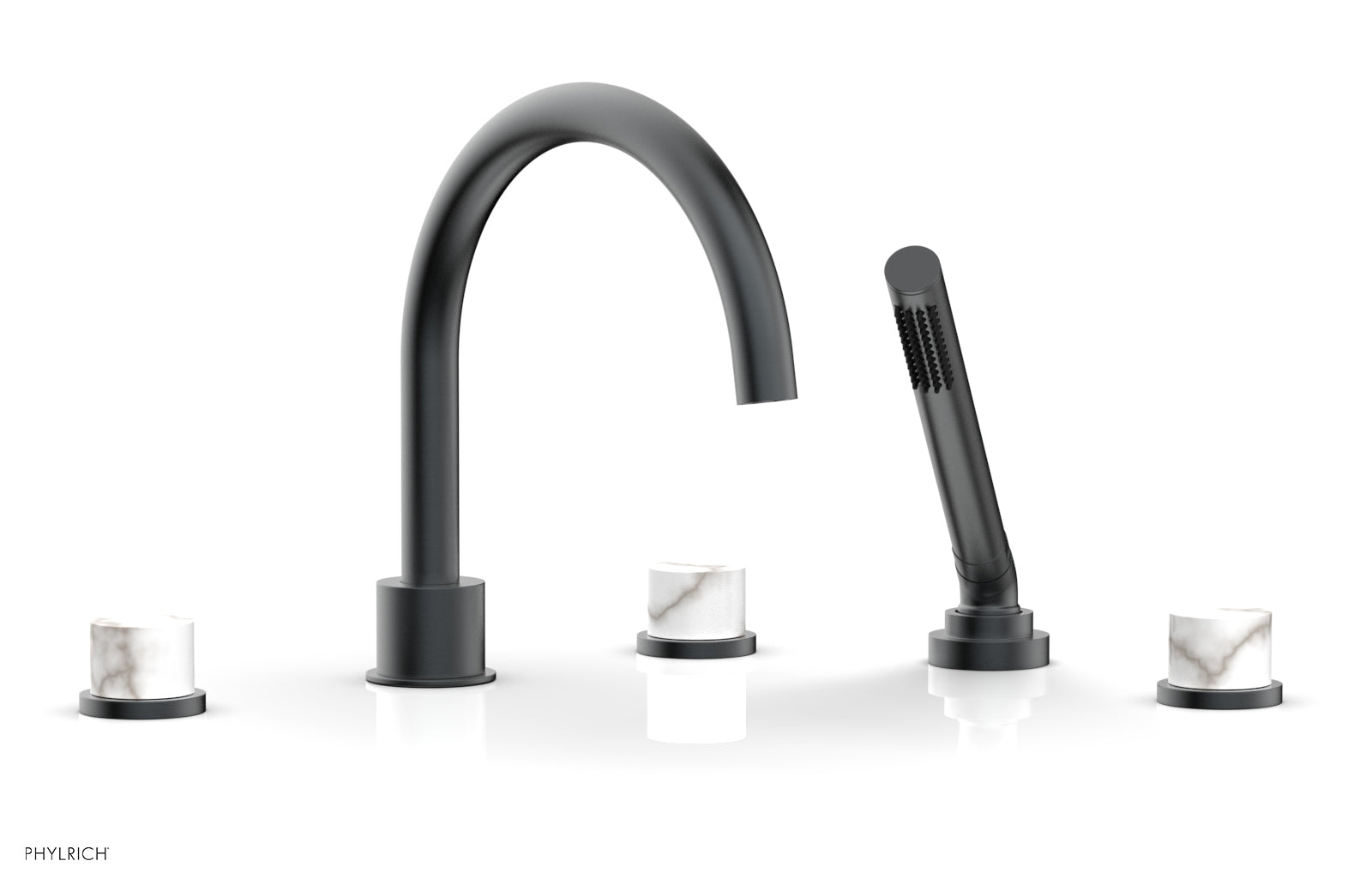 BASIC II Deck Tub Set with Hand Shower - White Marble 230-50