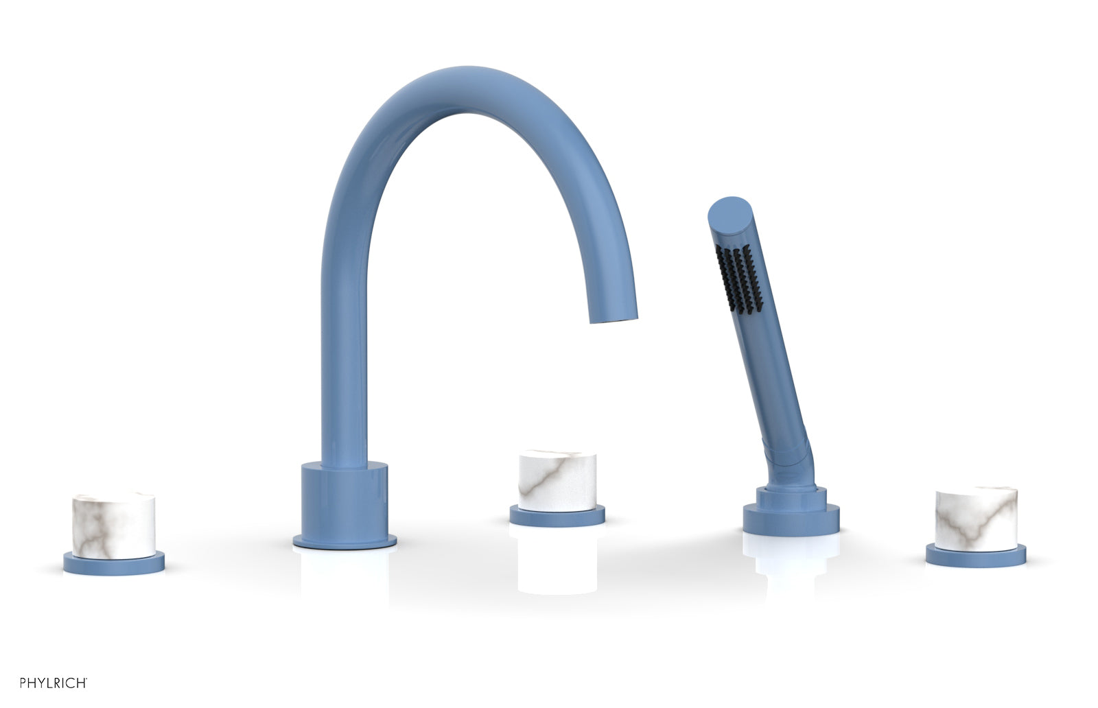 BASIC II Deck Tub Set with Hand Shower - White Marble 230-50