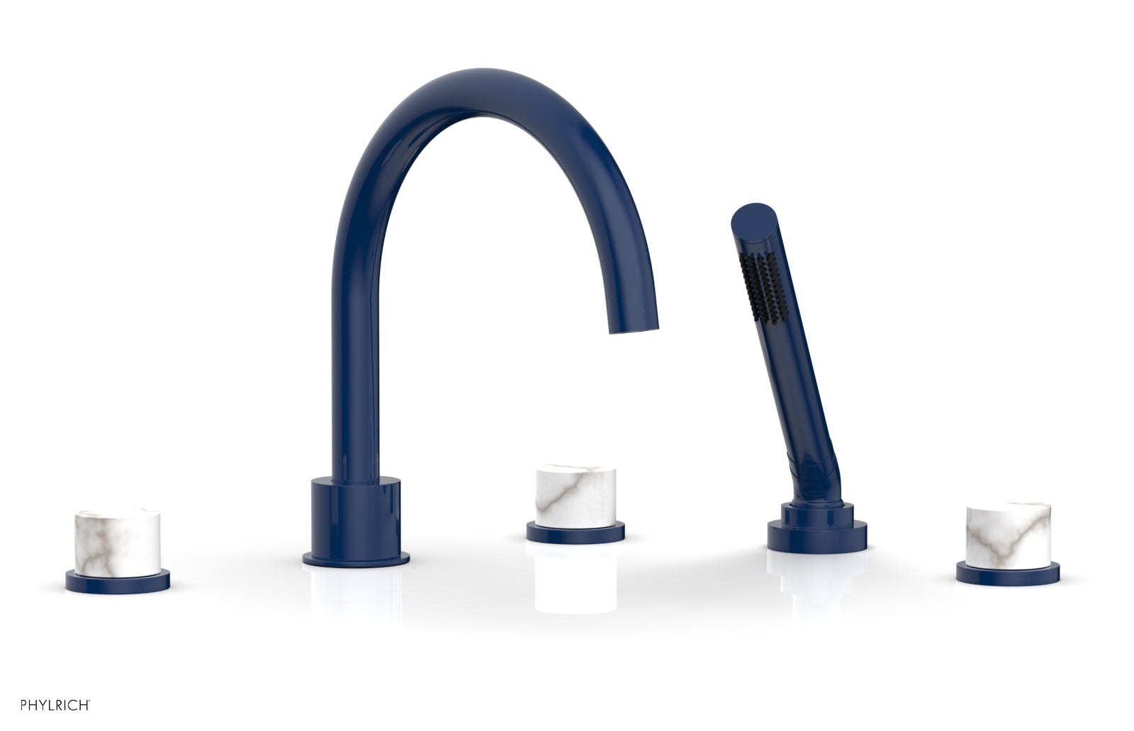 BASIC II Deck Tub Set with Hand Shower - White Marble 230-50