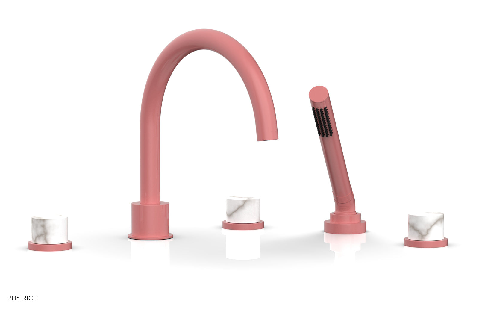 BASIC II Deck Tub Set with Hand Shower - White Marble 230-50