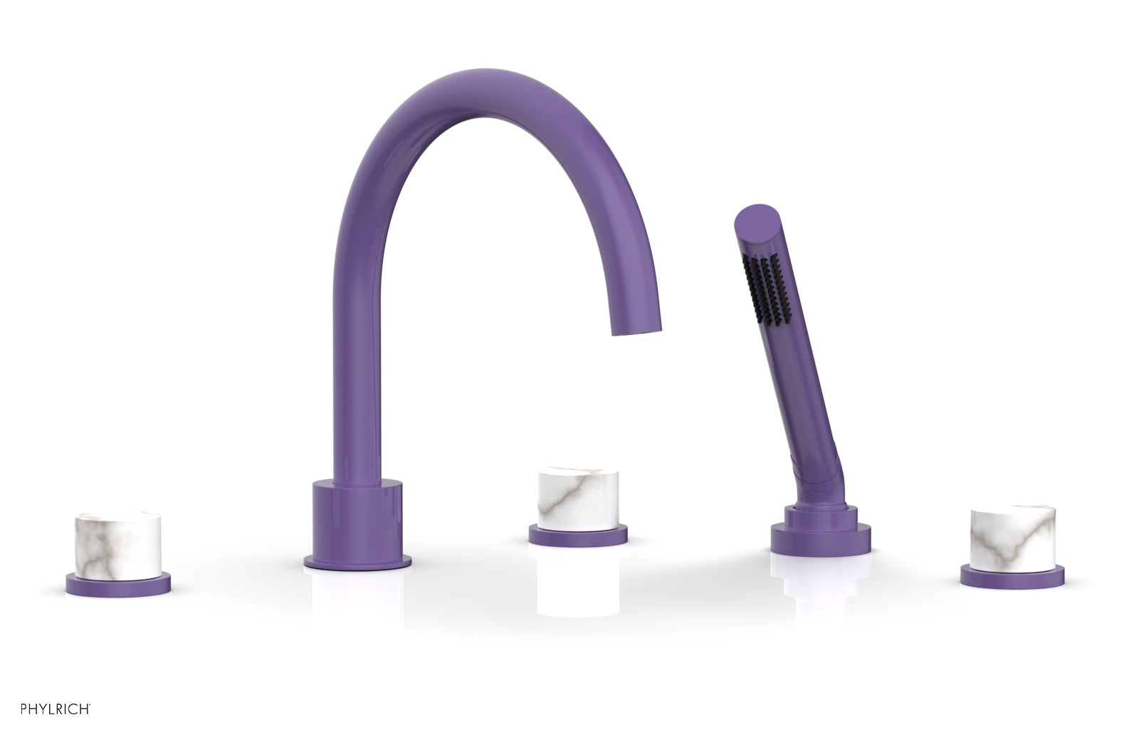 BASIC II Deck Tub Set with Hand Shower - White Marble 230-50