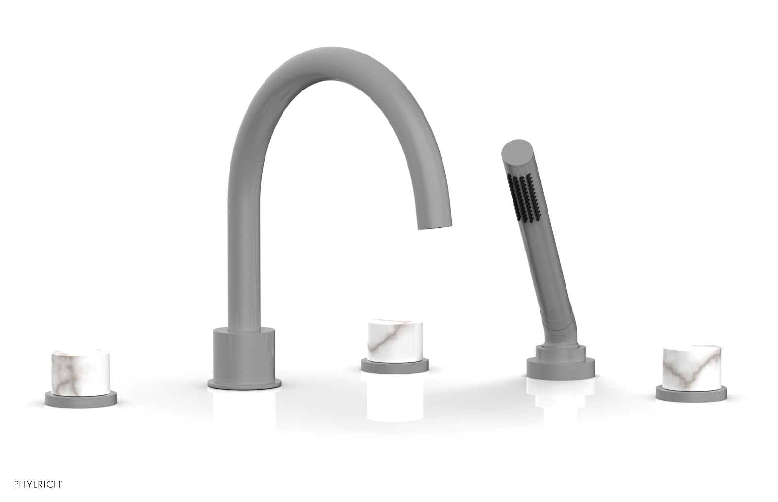 BASIC II Deck Tub Set with Hand Shower - White Marble 230-50