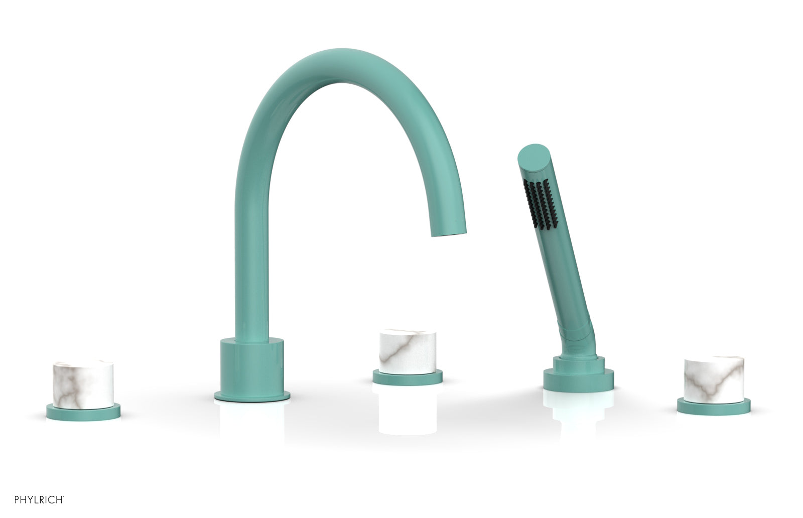 BASIC II Deck Tub Set with Hand Shower - White Marble 230-50