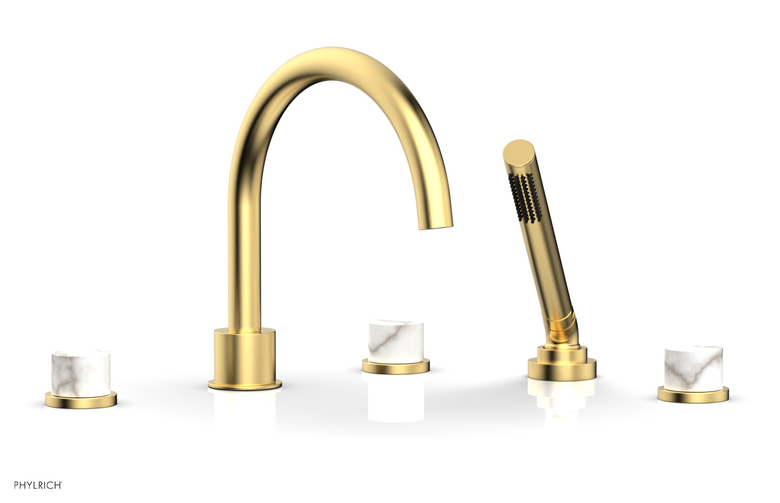 BASIC II Deck Tub Set with Hand Shower - White Marble 230-50