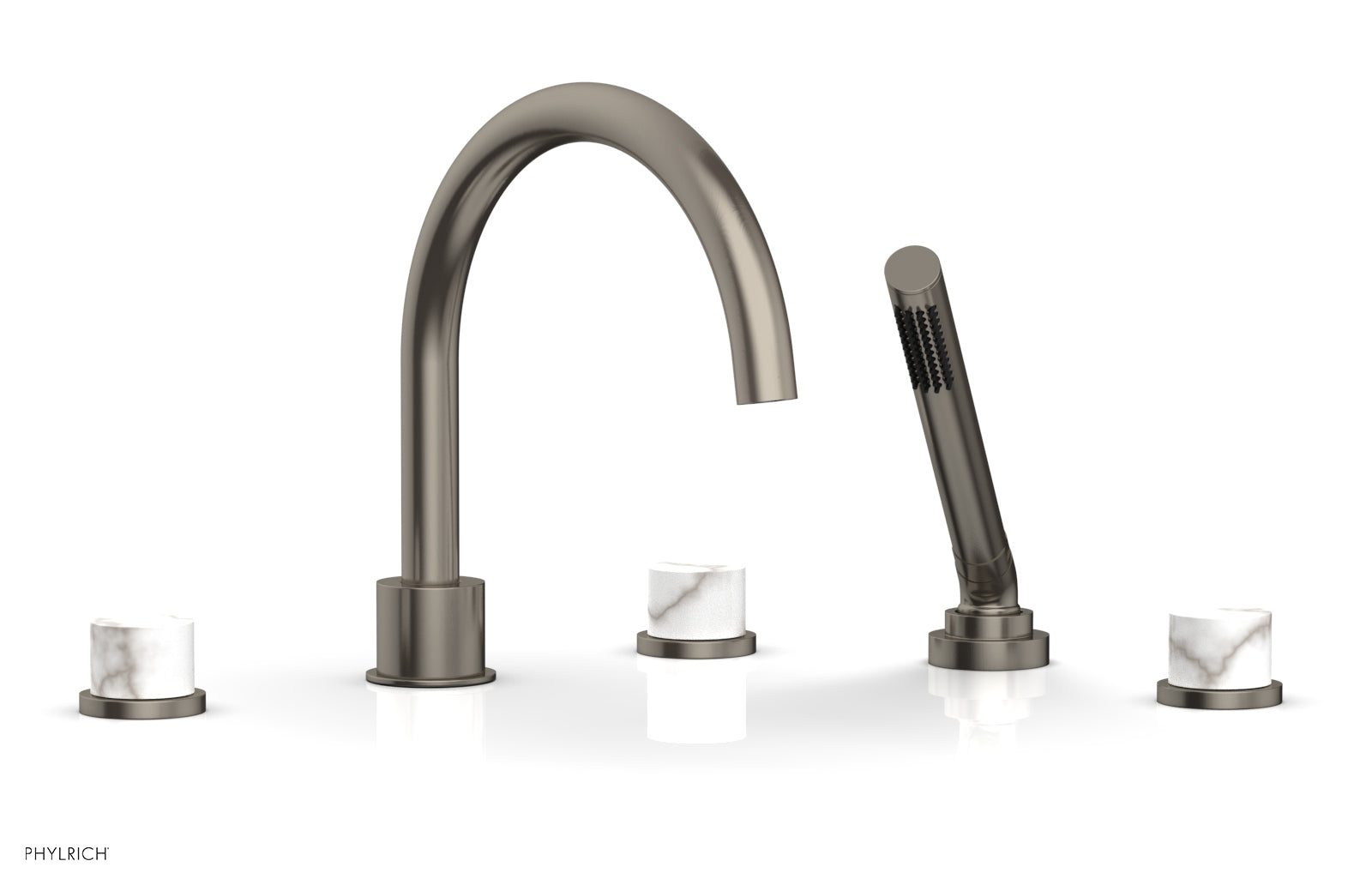 BASIC II Deck Tub Set with Hand Shower - White Marble 230-50