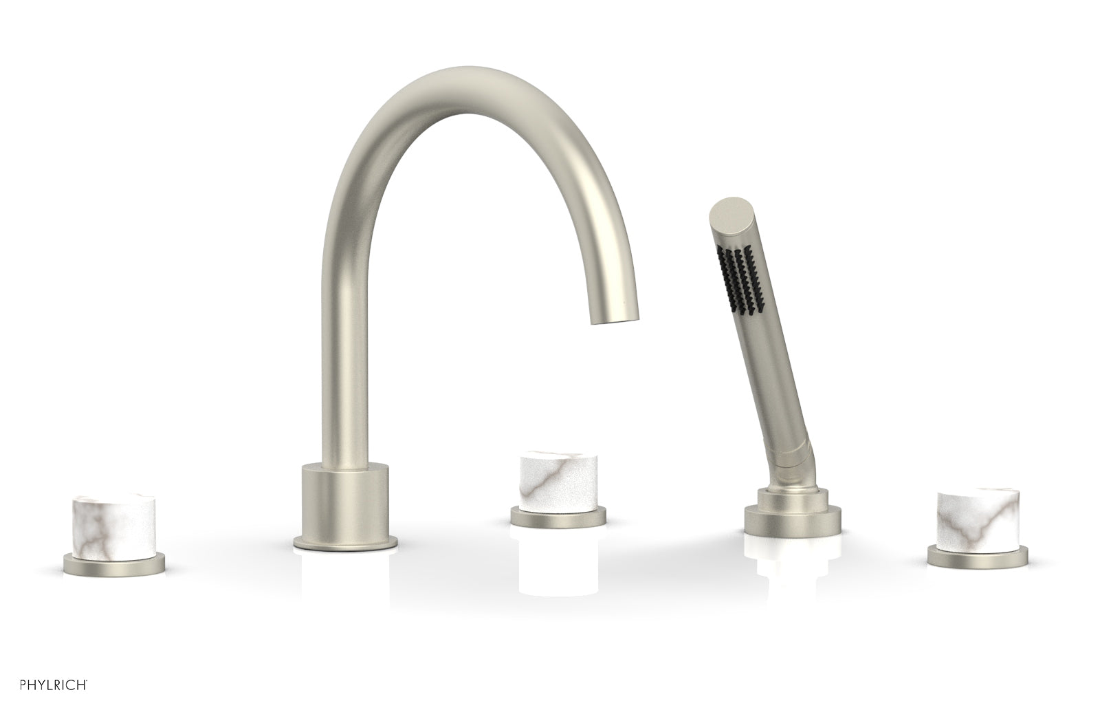 BASIC II Deck Tub Set with Hand Shower - White Marble 230-50