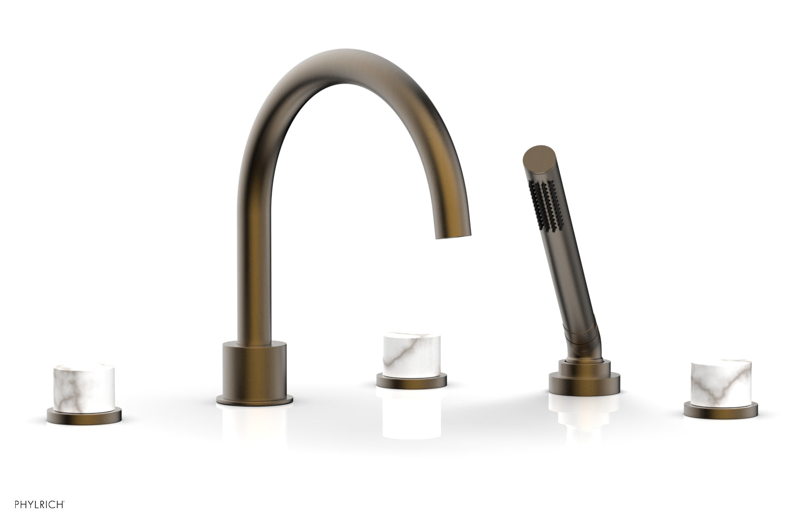 BASIC II Deck Tub Set with Hand Shower - White Marble 230-50