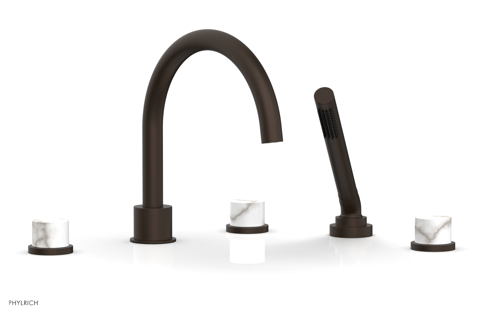 BASIC II Deck Tub Set with Hand Shower - White Marble 230-50