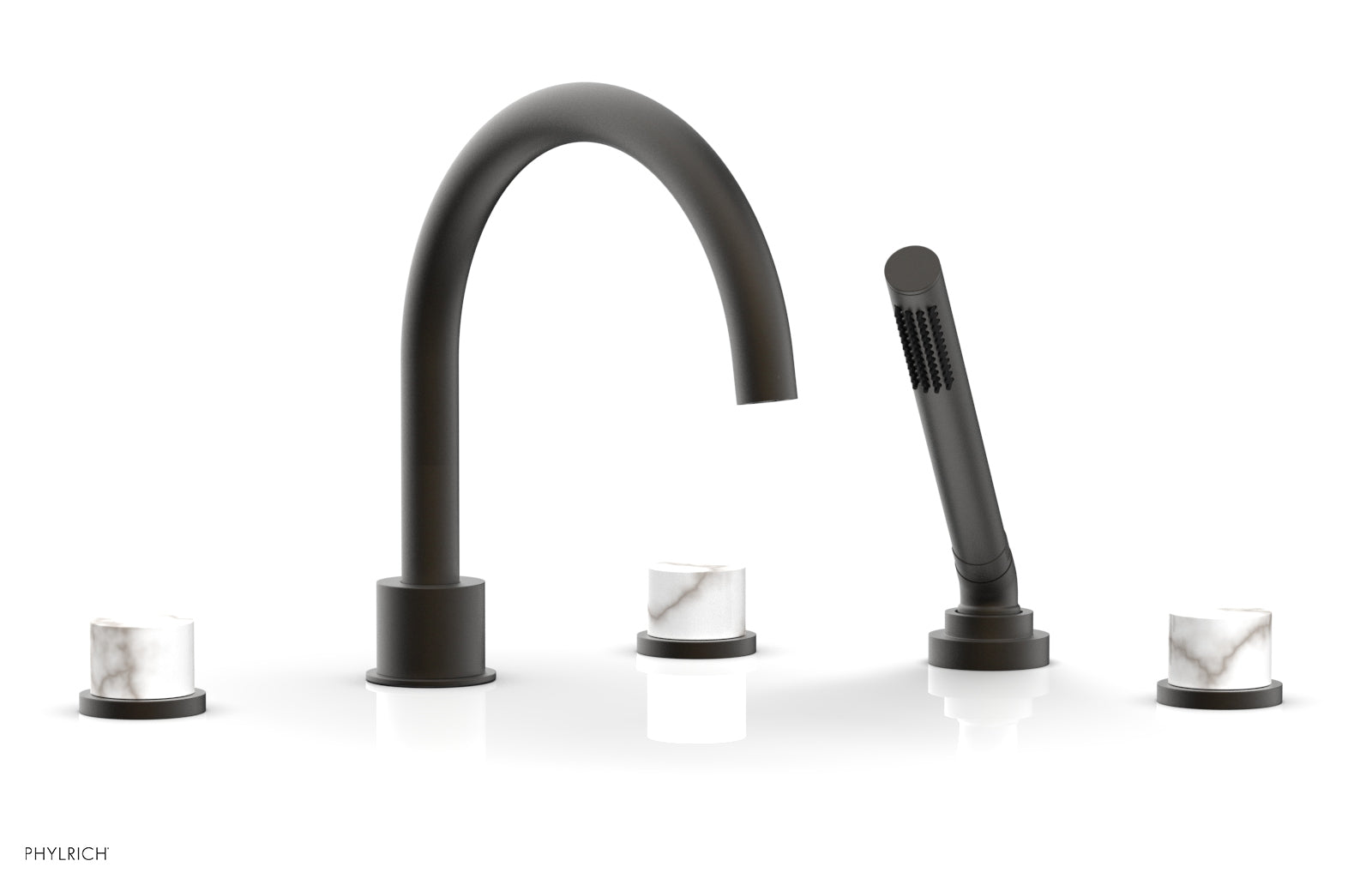 BASIC II Deck Tub Set with Hand Shower - White Marble 230-50