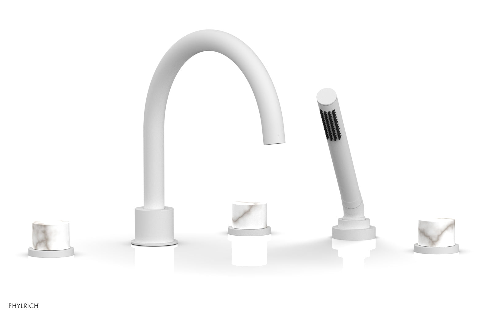 BASIC II Deck Tub Set with Hand Shower - White Marble 230-50