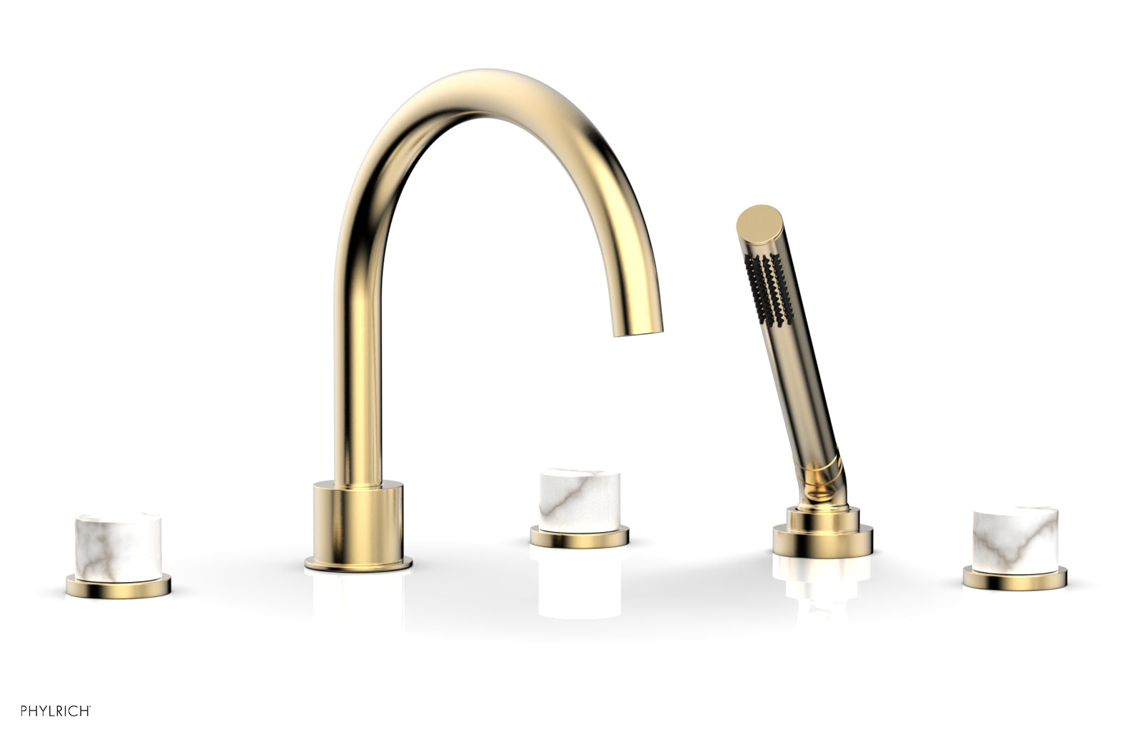 BASIC II Deck Tub Set with Hand Shower - White Marble 230-50