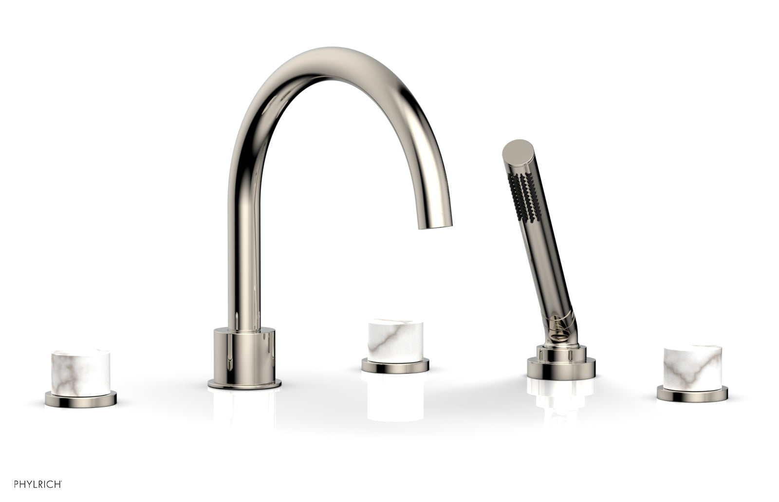 BASIC II Deck Tub Set with Hand Shower - White Marble 230-50