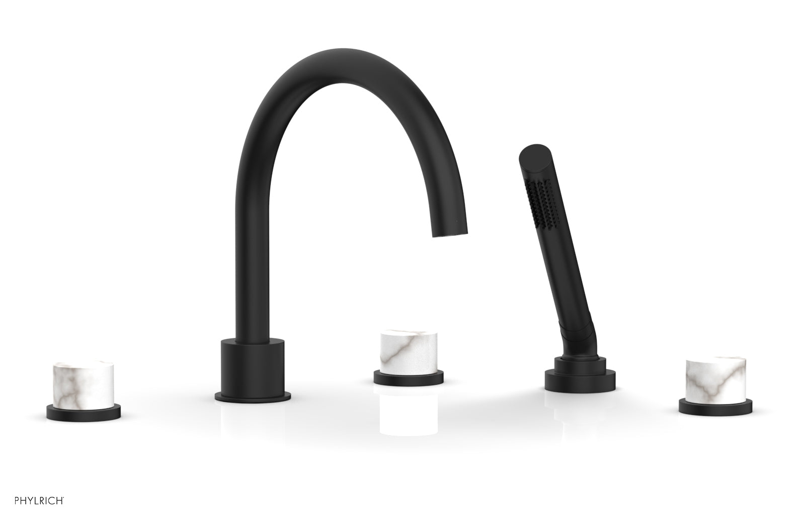 BASIC II Deck Tub Set with Hand Shower - White Marble 230-50