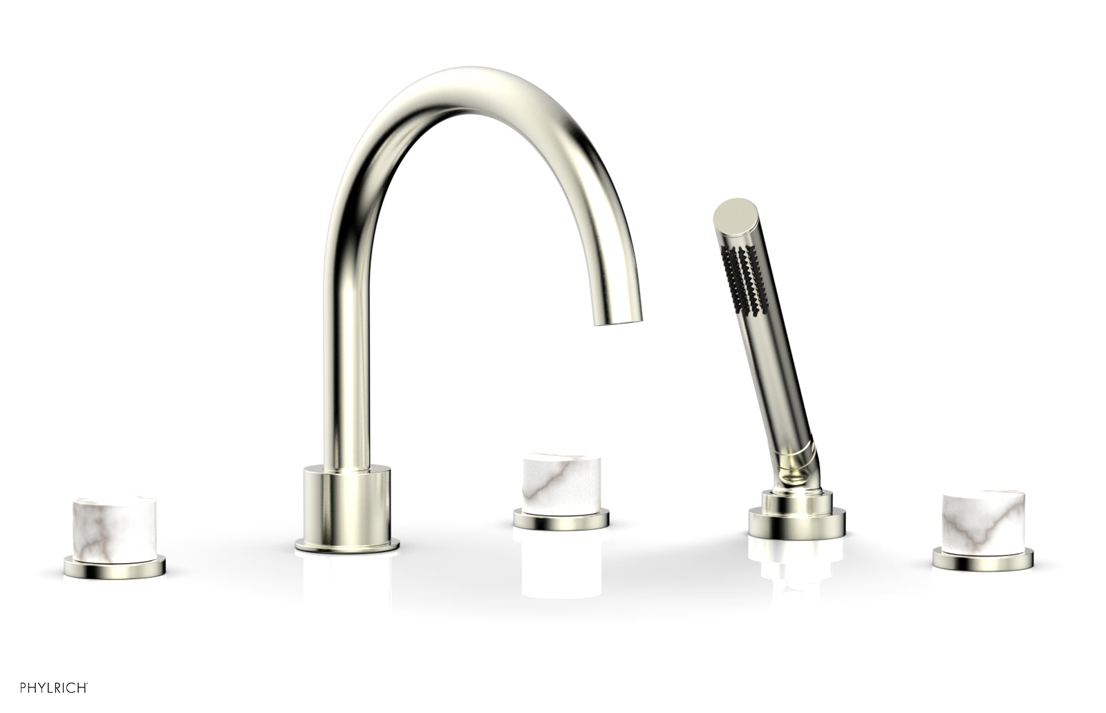 BASIC II Deck Tub Set with Hand Shower - White Marble 230-50