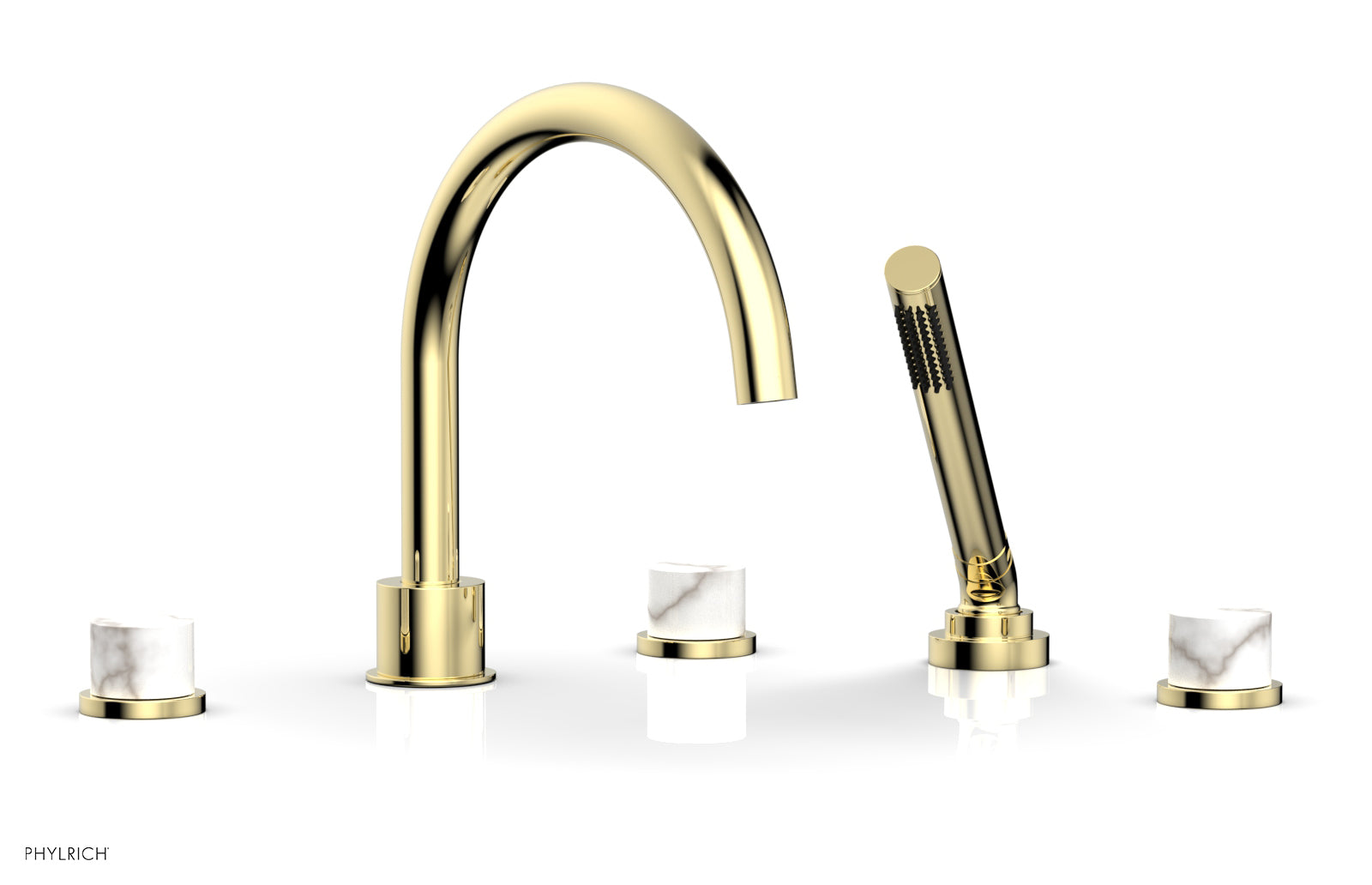 BASIC II Deck Tub Set with Hand Shower - White Marble 230-50