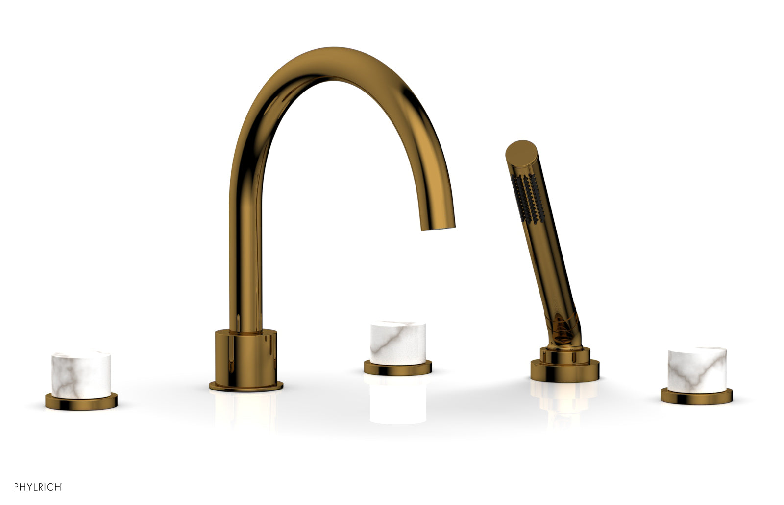 BASIC II Deck Tub Set with Hand Shower - White Marble 230-50