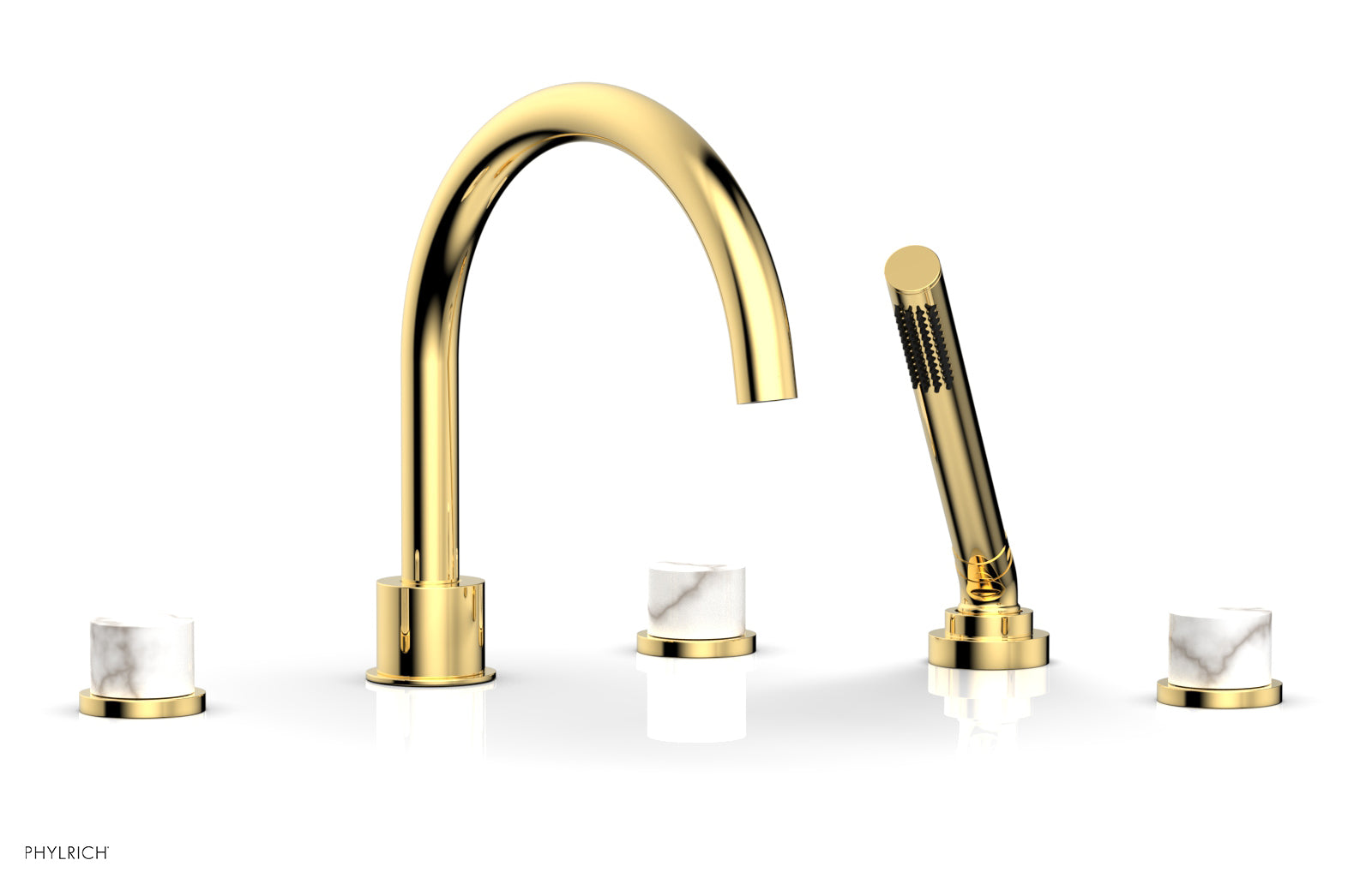 BASIC II Deck Tub Set with Hand Shower - White Marble 230-50