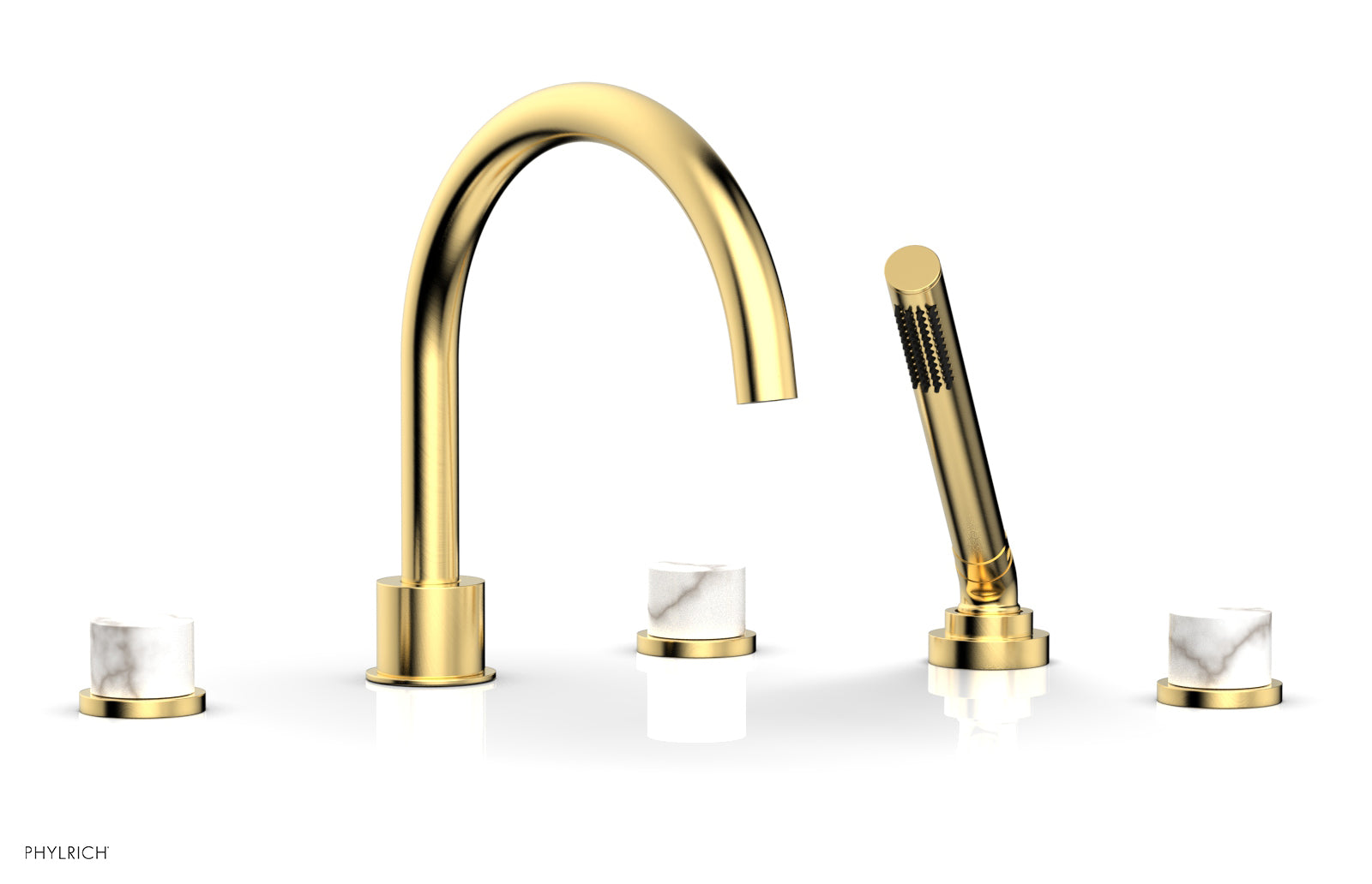 BASIC II Deck Tub Set with Hand Shower - White Marble 230-50