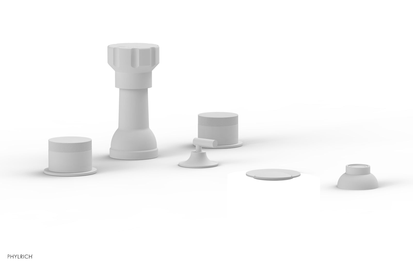 BASIC II Four Hole Bidet Set - Knurled Handles 230-60