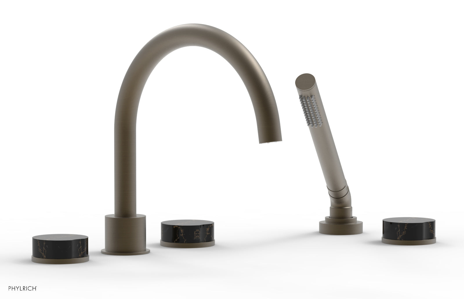 CIRC - Deck Tub Set with Hand Shower - High Spout Marble Handles 250-50