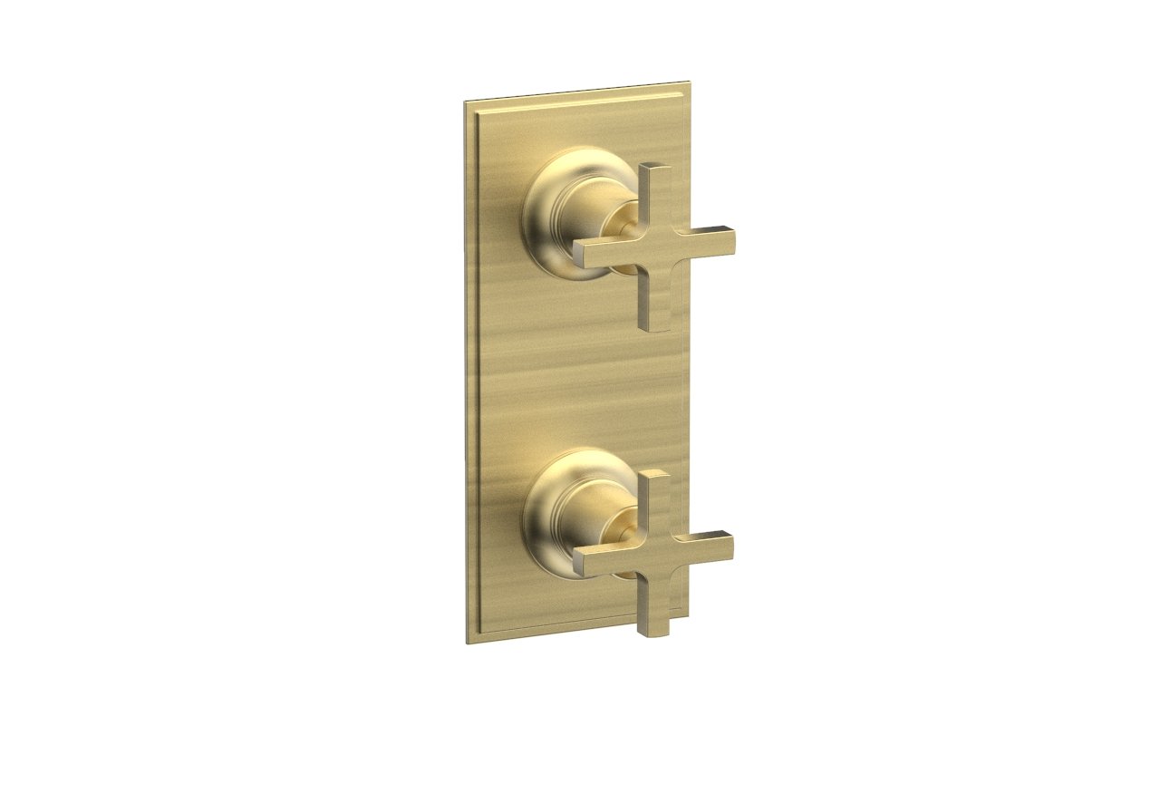 HEX MODERN Cross Handle Pair Trim Set for Thermostatic Control with Volume Control or Diverter 4-105