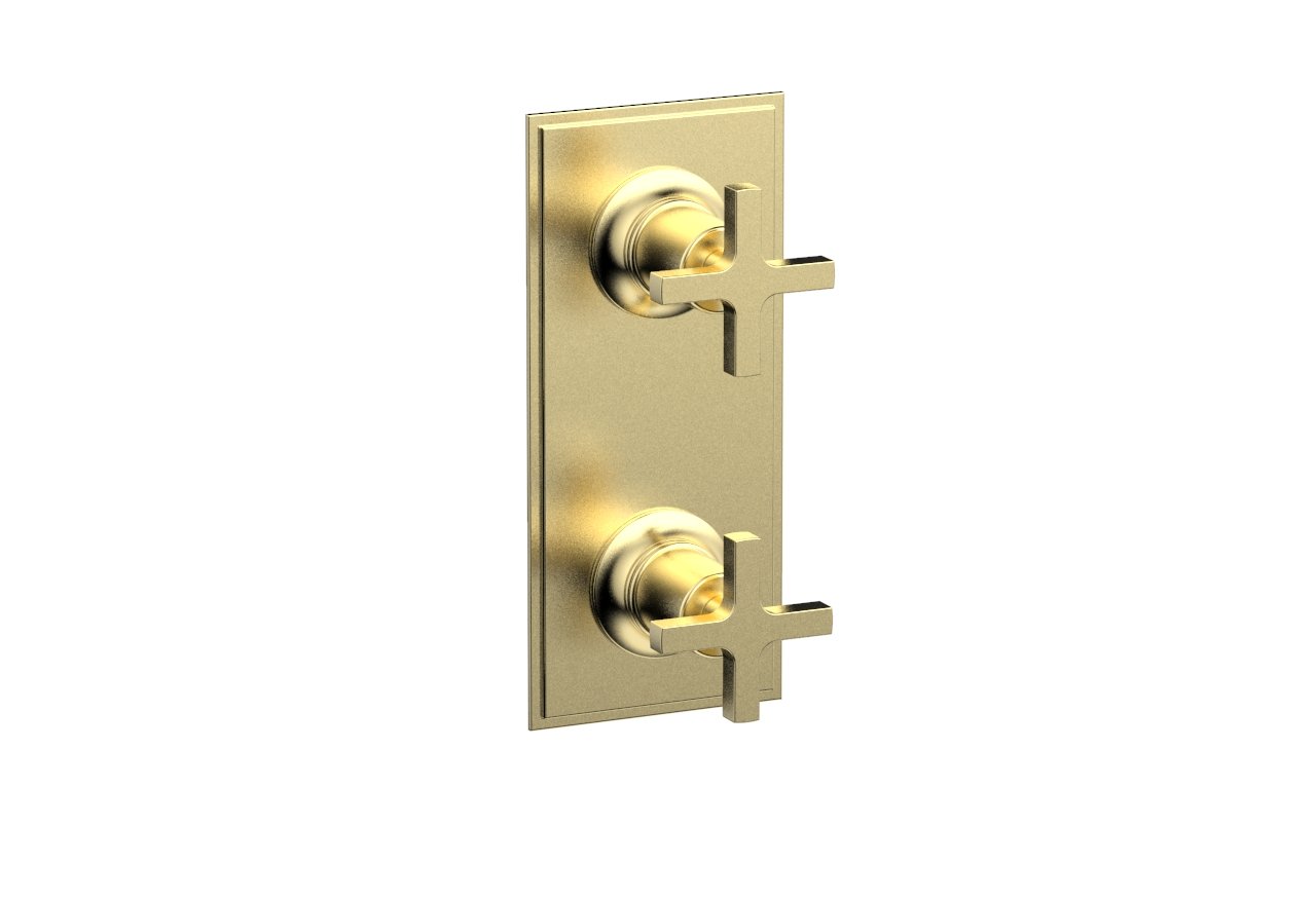 HEX MODERN Cross Handle Pair Trim Set for Thermostatic Control with Volume Control or Diverter 4-105