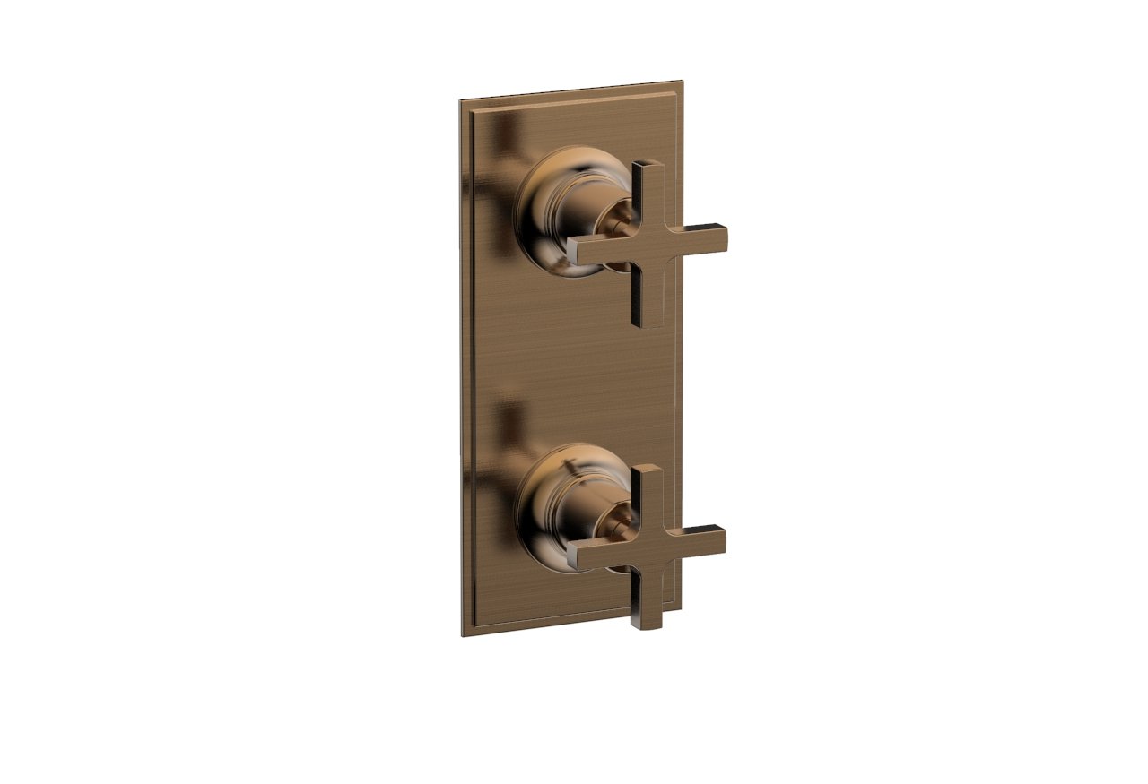 HEX MODERN Cross Handle Pair Trim Set for Thermostatic Control with Volume Control or Diverter 4-105