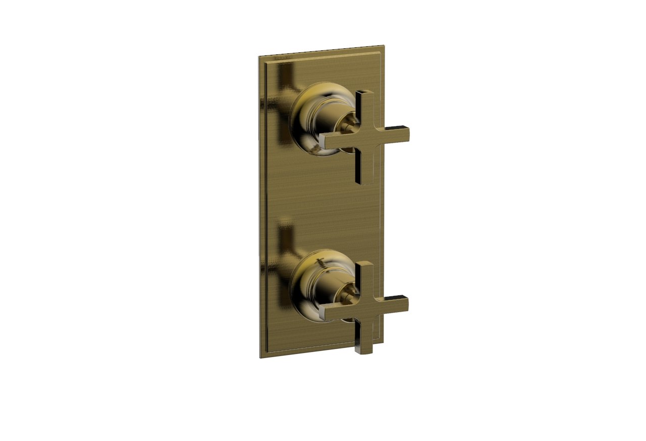HEX MODERN Cross Handle Pair Trim Set for Thermostatic Control with Volume Control or Diverter 4-105