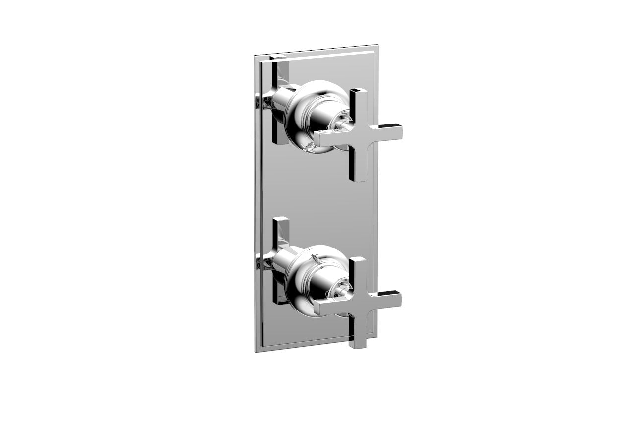 HEX MODERN Cross Handle Pair Trim Set for Thermostatic Control with Volume Control or Diverter 4-105