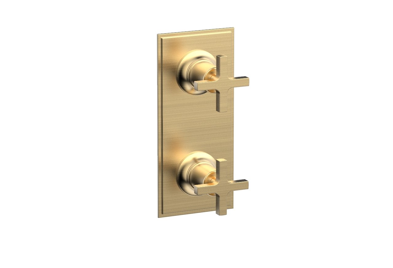 HEX MODERN Cross Handle Pair Trim Set for Thermostatic Control with Volume Control or Diverter 4-105